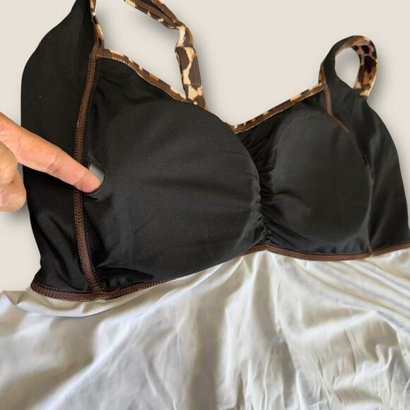 Aqua Eve Leopard Tankini Cami Swimsuit Top Flare Built In Bra Size 22W New Tag - Picture 12 of 15